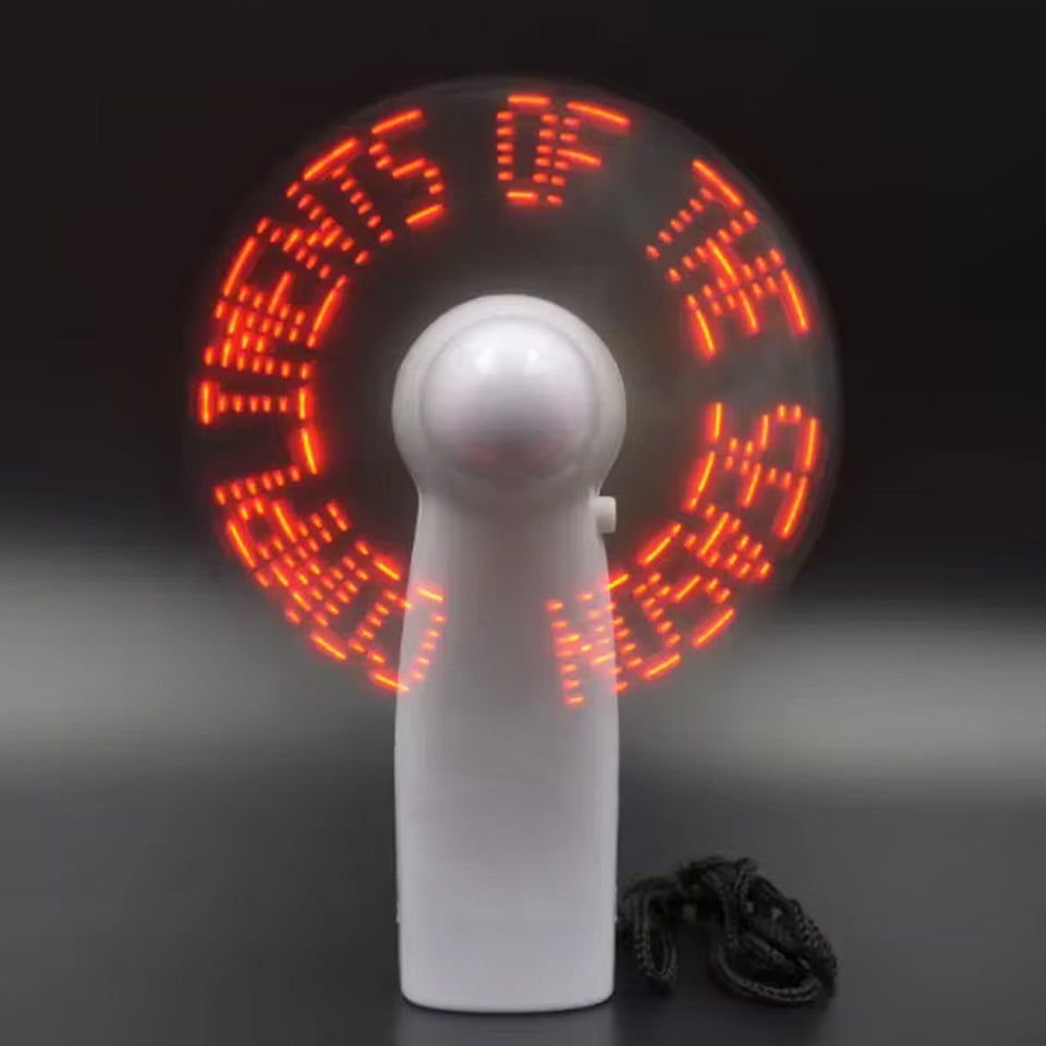 Programmable Message Fan Rechargeable LED Fan Portable Mini Custom Message Battery Light With Text Operated Rechargeable LED Fan