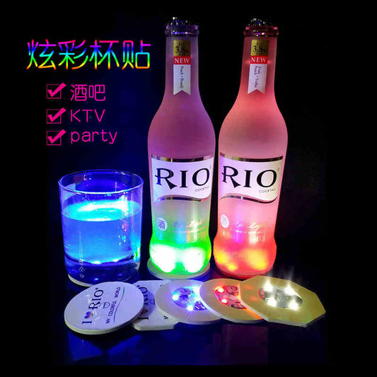 LED Colorful Luminous Coaster Cocktail Cup Sticker Bar Bottle LED Coaster